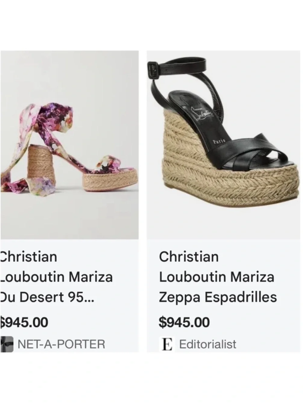 Christian Louboutin Mariza Zeppa Black Leather Wedges EU 39